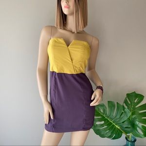 AUDREY 3+1 Yellow Lime/Purple Party Dress S